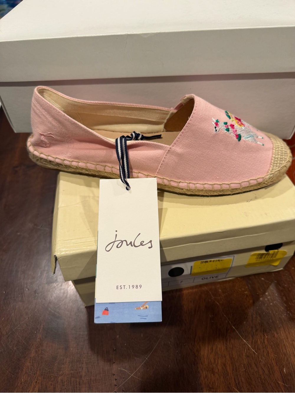 Joules women’s shelbury Slip on espadrille Flat Shoes Pink Canvas Size 7 M US